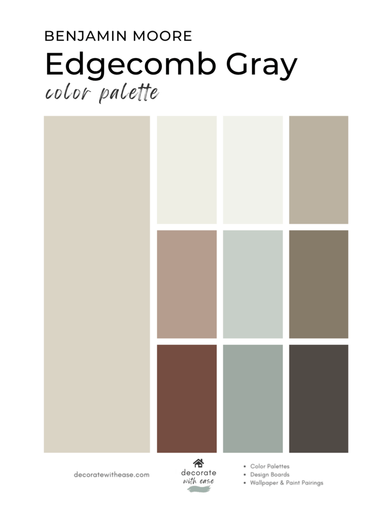 Benjamin Moore Edgecomb Gray Color Palette on white background