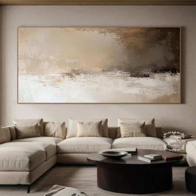 brown and beige textured wall art