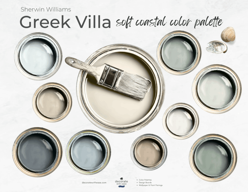 Greek Villa Sherwin Williams paint color palette with blues and greens