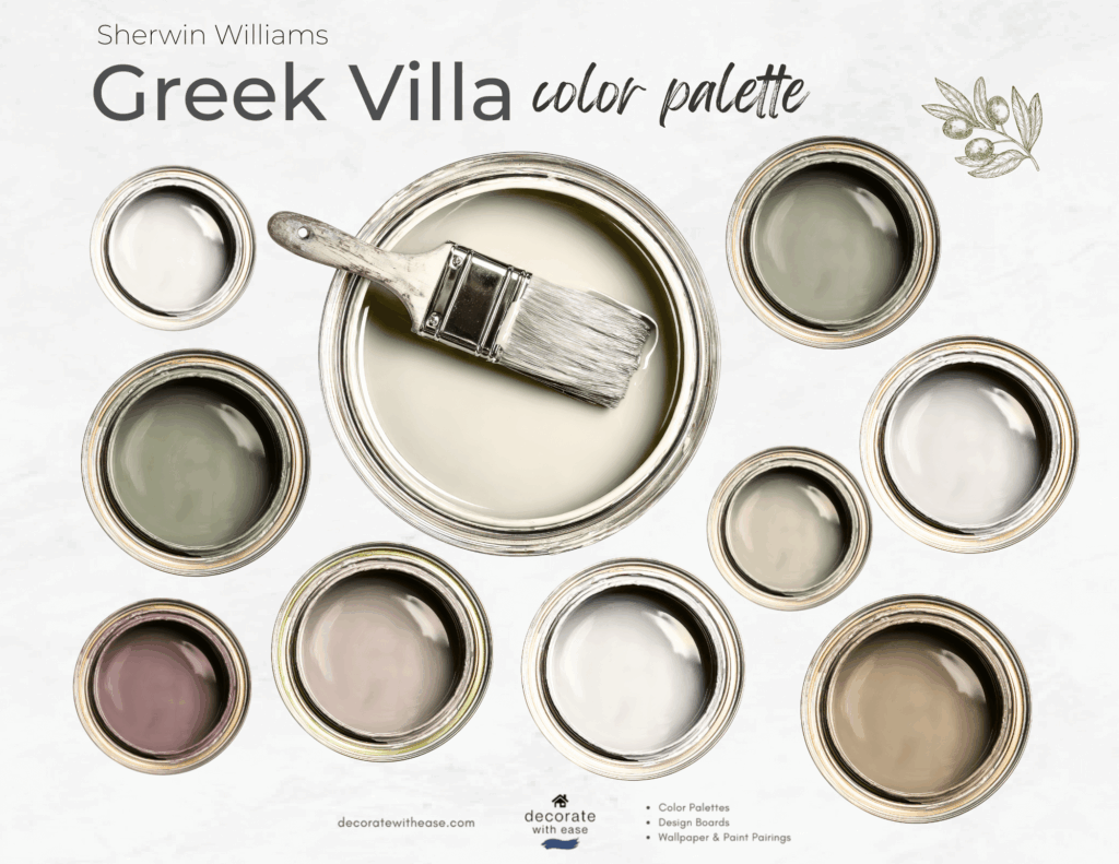 Sherwin Williams SW Greek Villa Paint Color Palette