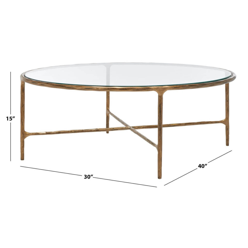 oval metal brass coffee table with glass top birch lane