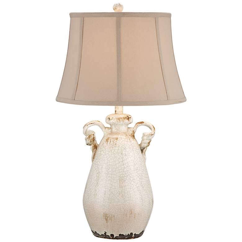 rustic jar lamp with handles and crackle finish